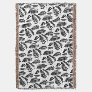 Woodland Fern Pattern, Black and White Deken