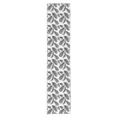 Woodland Fern Pattern, Black and White Korte Tafelloper (Voorkant)