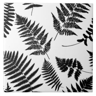 Woodland Fern Pattern, Black and White  Tegeltje