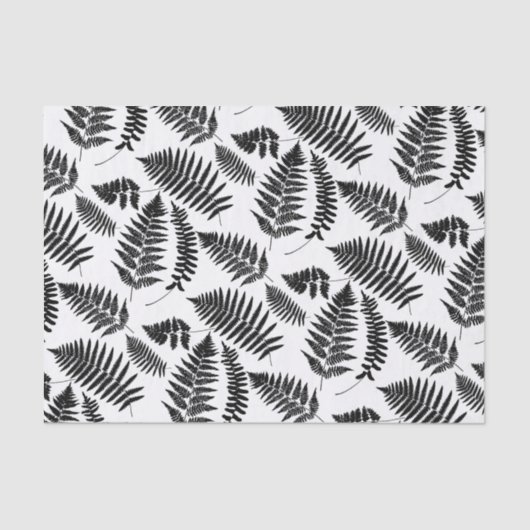 Woodland Fern Pattern, Black and White Tissuepapier (Voorkant)
