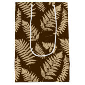 Woodland Fern Pattern, Brown and Beige Medium Cadeauzakje (Achterkant)