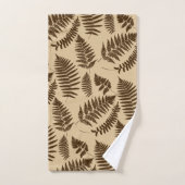 Woodland Fern Pattern, Chocolate Brown en Beige Bad Handdoek (Handdoek)
