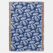 Woodland Fern Pattern, Cobalt Blue en White Deken (Voorkant Verticaal)