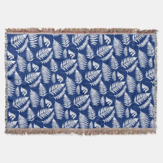 Woodland Fern Pattern, Cobalt Blue en White Deken (Voorkant)