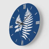 Woodland Fern Pattern, Cobalt Blue en White Grote Klok (Hoek)