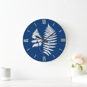 Woodland Fern Pattern, Cobalt Blue en White Grote Klok (Huis)