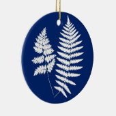 Woodland Fern Pattern, Cobalt Blue en White Keramisch Ornament (Rechts)