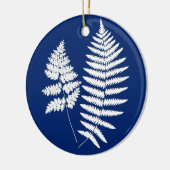 Woodland Fern Pattern, Cobalt Blue en White Keramisch Ornament (Links)