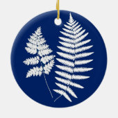 Woodland Fern Pattern, Cobalt Blue en White Keramisch Ornament (Achterkant)