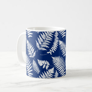 Woodland Fern Pattern, Cobalt Blue en White Koffiemok