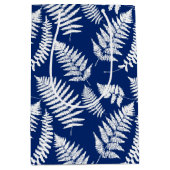 Woodland Fern Pattern, Cobalt Blue en White Medium Cadeauzakje (Voorkant)