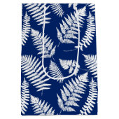 Woodland Fern Pattern, Cobalt Blue en White Medium Cadeauzakje (Achterkant)