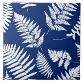 Woodland Fern Pattern, Cobalt Blue en White   Tegeltje (Voorkant)