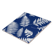 Woodland Fern Pattern, Cobalt Blue en White   Tegeltje (Zijkant)