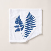 Woodland Fern Pattern, Cobalt Blue op White Bad Handdoek (Wasdoekje)