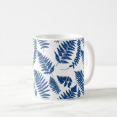 Woodland Fern Pattern, Cobalt Blue op White Koffiemok (Voorkant rechts)