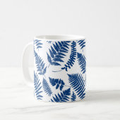 Woodland Fern Pattern, Cobalt Blue op White Koffiemok (Voorkant links)