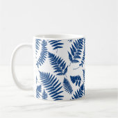 Woodland Fern Pattern, Cobalt Blue op White Koffiemok (Links)