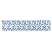 Woodland Fern Pattern, Cobalt Blue op White Korte Tafelloper (Horizontaal)