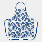 Woodland Fern Pattern, Cobalt Blue op White Schort (Voorkant)