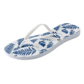 Woodland Fern Pattern, Cobalt Blue op White Teenslippers (Schuin)