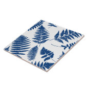Woodland Fern Pattern, Cobalt Blue op White Tegeltje (Zijkant)