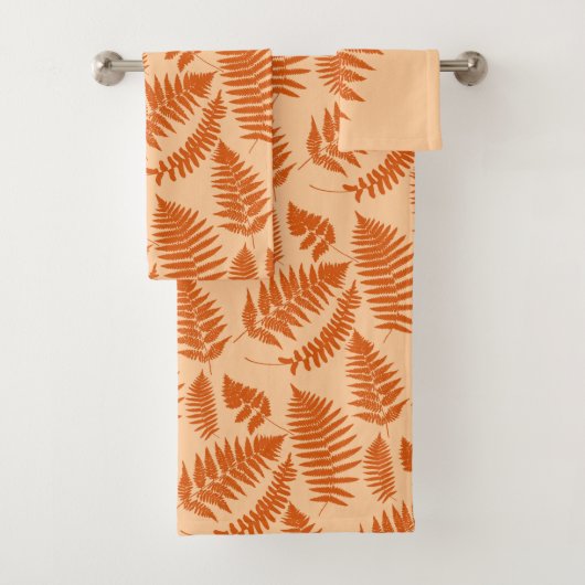 Woodland Fern Pattern, Deep Oranje Bad Handdoek (Insitu)