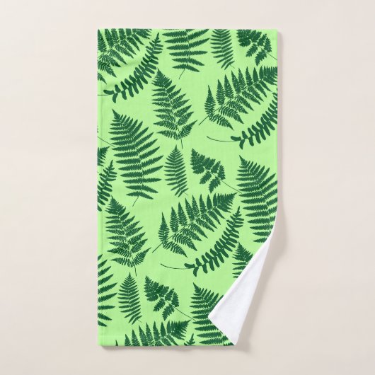 Woodland Fern Pattern, Emerald and Light Green Bad Handdoek (Handdoek)