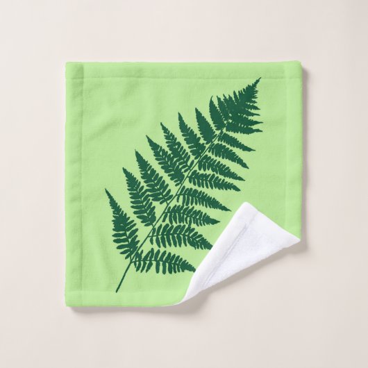 Woodland Fern Pattern, Emerald and Light Green Bad Handdoek (Wasdoekje)