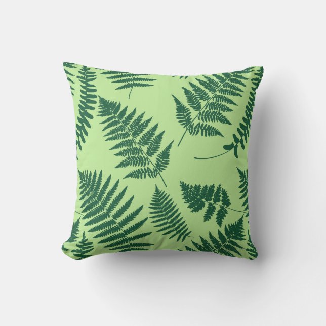 Woodland Fern Pattern, Emerald and Light Green Buitenkussen (Voorkant)