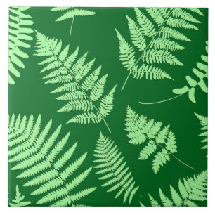 Woodland Fern Pattern, Emerald and Light Green Ce Tegeltje