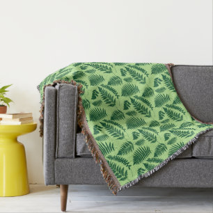 Woodland Fern Pattern, Emerald and Light Green Deken