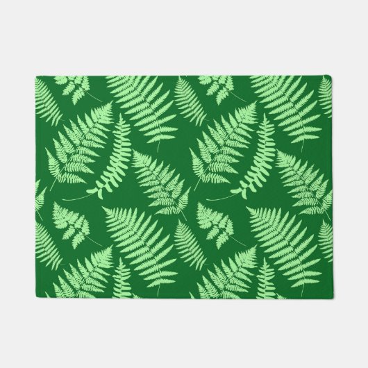 Woodland Fern Pattern, Emerald and Light Green Deurmat (Voorkant)