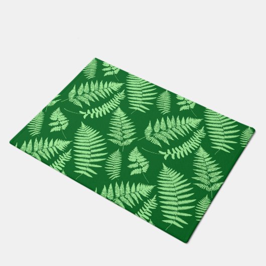 Woodland Fern Pattern, Emerald and Light Green Deurmat (Schuin)