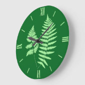 Woodland Fern Pattern, Emerald and Light Green Lar Grote Klok (Hoek)