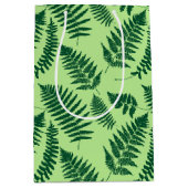Woodland Fern Pattern, Emerald and Light Green Medium Cadeauzakje (Voorkant)