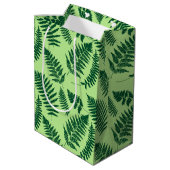 Woodland Fern Pattern, Emerald and Light Green Medium Cadeauzakje (Achterkant Gekanteld)