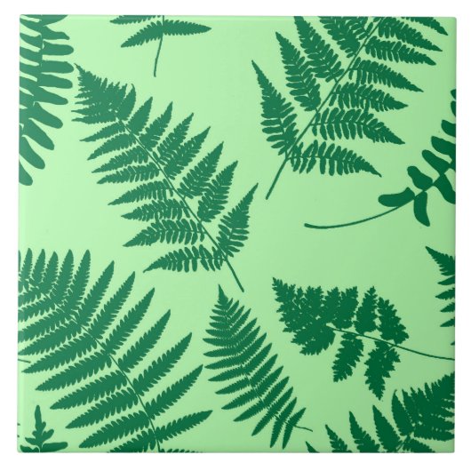 Woodland Fern Pattern, Emerald and Light Green Tegeltje (Voorkant)
