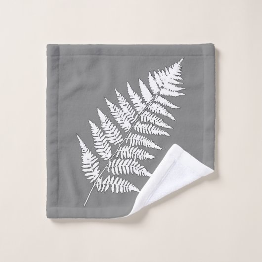 Woodland Fern Pattern, Grey / Grey and White Bad Handdoek (Wasdoekje)