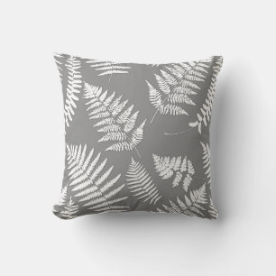 Woodland Fern Pattern, Grey / Grey and White Buitenkussen