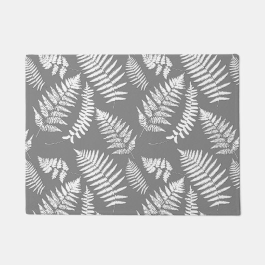 Woodland Fern Pattern, Grey / Grey and White Deurmat (Voorkant)