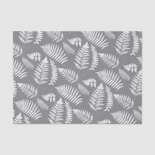 Woodland Fern Pattern, Grey / Grey and White Tissuepapier (Voorkant)