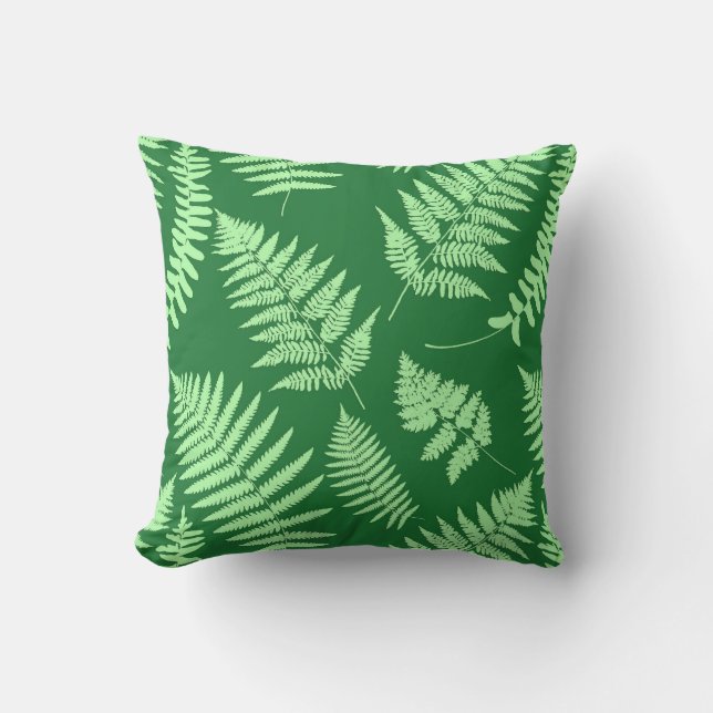 Woodland Fern Pattern, Light and Dark Green Buitenkussen (Voorkant)