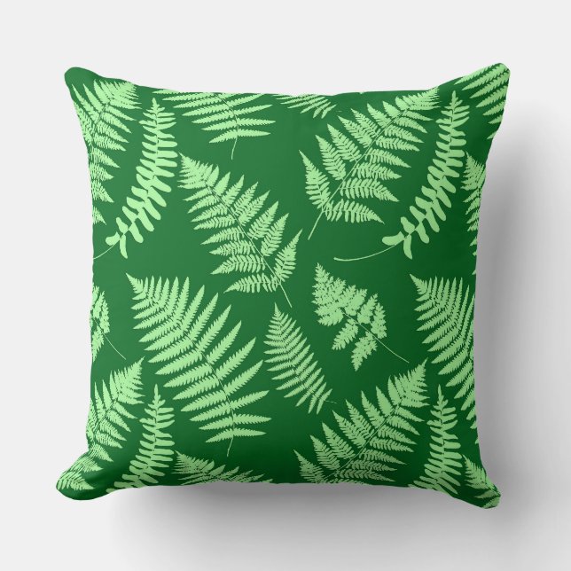 Woodland Fern Pattern, Light and Dark Green Kussen (Voorkant)