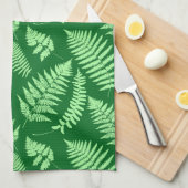 Woodland Fern Pattern, Light and Dark Green Theedoek (Quarter Fold)