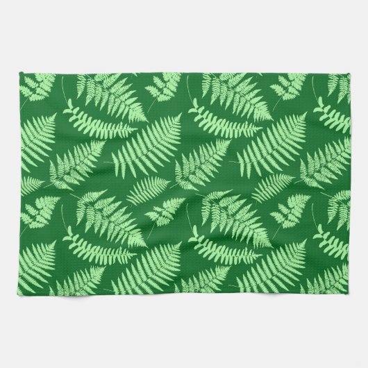 Woodland Fern Pattern, Light and Dark Green Theedoek (Horizontaal)