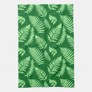 Woodland Fern Pattern, Light and Dark Green Theedoek