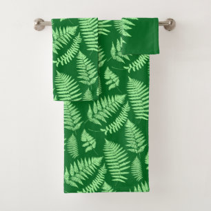 Woodland Fern Pattern, Light Green en Emerald Bad Handdoek