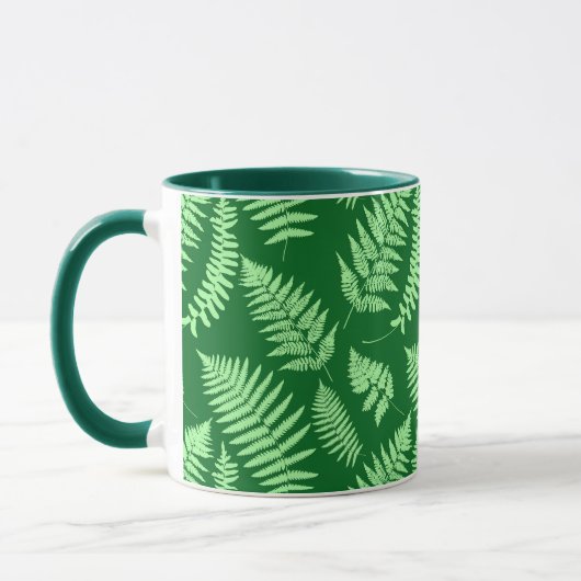 Woodland Fern Pattern, Light Green en Emerald Mok (Links)