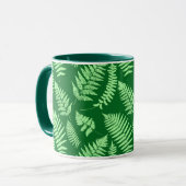 Woodland Fern Pattern, Light Green en Emerald Mok (Voorkant links)